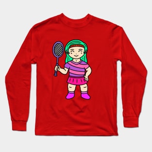 Cute girl badminton player Long Sleeve T-Shirt